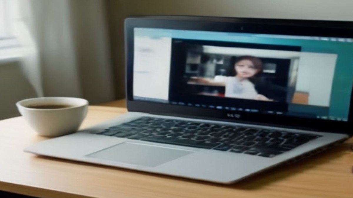 Notebook sobre uma mesa exibindo o VLC com uma lista de canais de IPTV aberta
