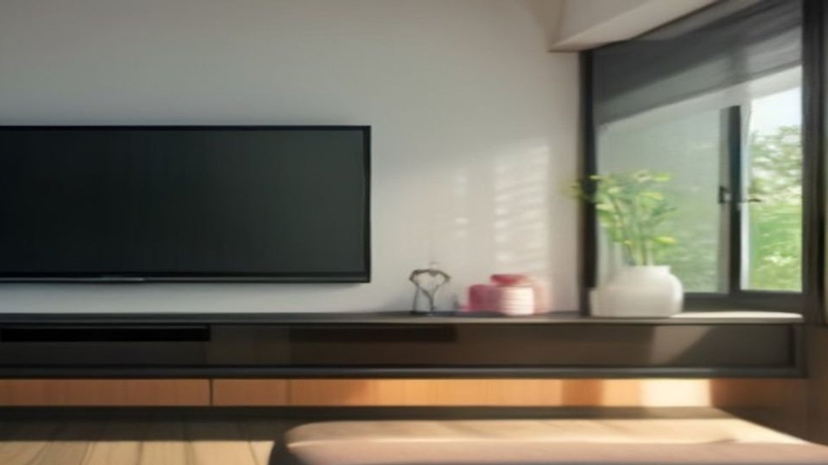 Smart TV Samsung em sala moderna exibindo grade de canais de IPTV